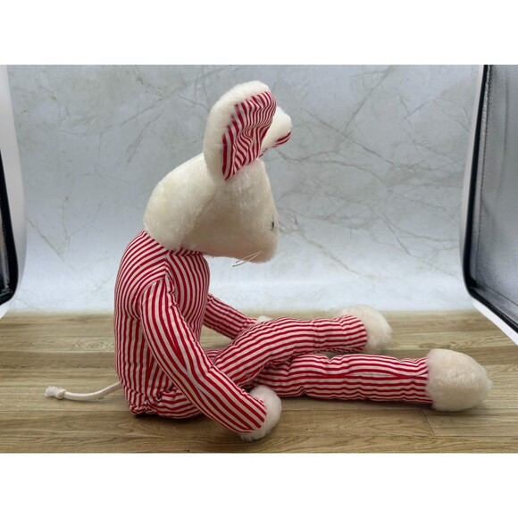Vintage Eden Toys Red & White Striped Plush Mouse 18″ Soft Toy 1980-90s USA Made - Picture 11 of 15